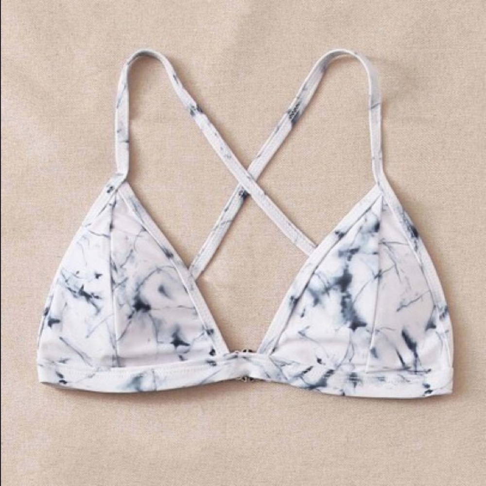 white marble triangle bikini top